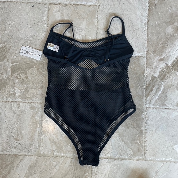 NWT L*Space Black Mesh Madness One Piece Swimsuit (Size 8) - Picture 3 of 9